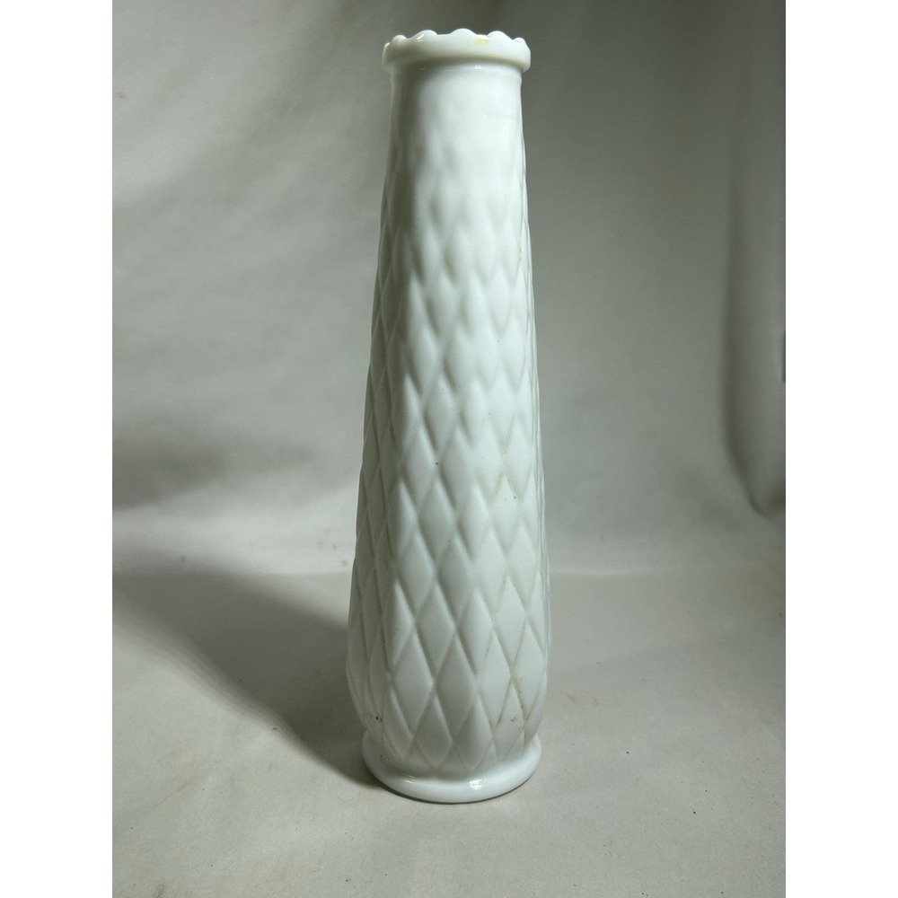 Vintage Milk Glass Vase Flute for Flowers Home Decor Farmhouse Collectible